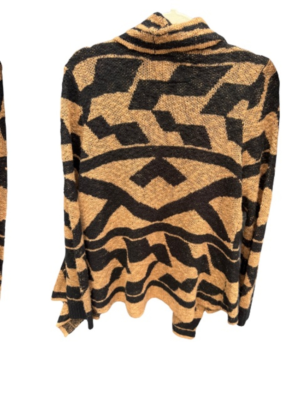 Element Black and Tan Geometric Cowl Neck Sweater